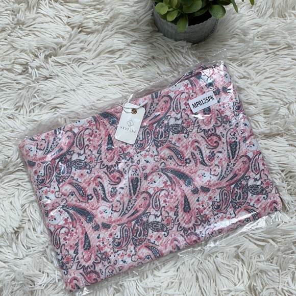 🎉2X HP🎉 Styliné Paisley Clutch Wristlet 💗 Pink & Gray - Picture 13 of 16